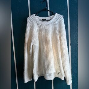 Tribal Ivory Textured Crew Neck Sweater